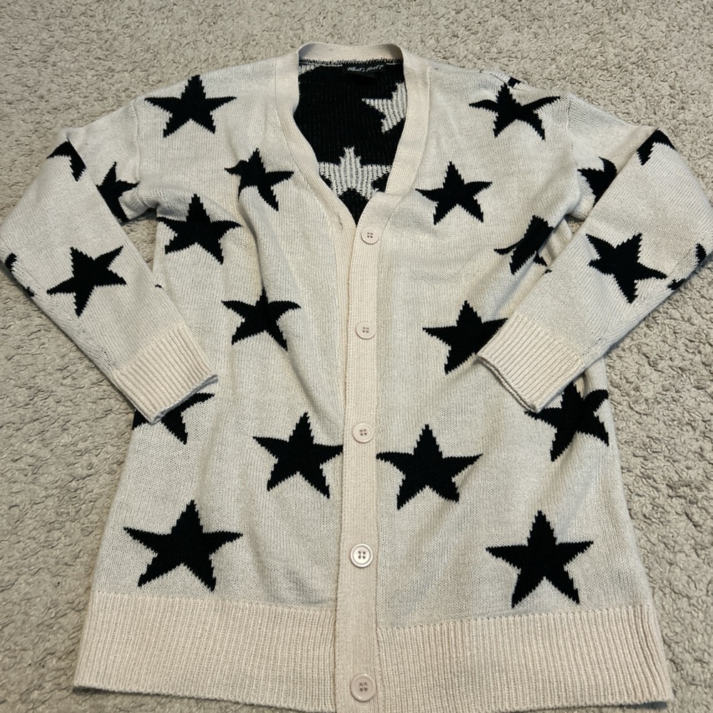 ‘What’s Next?’ Star Patterned Button up Cardigan Sweater